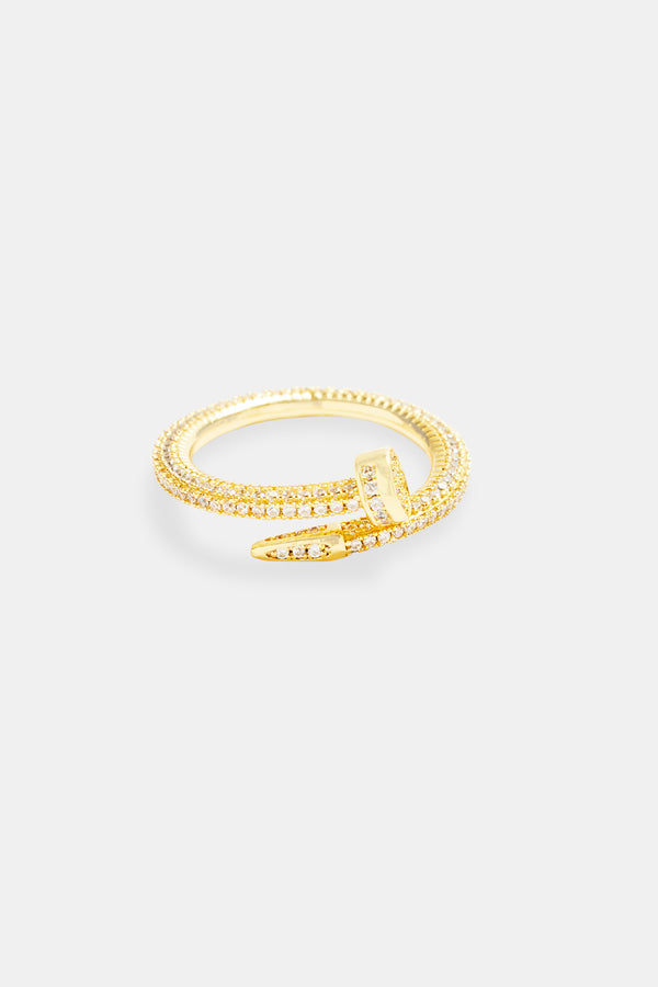 925 3mm Gold Plated CZ Pave Ring