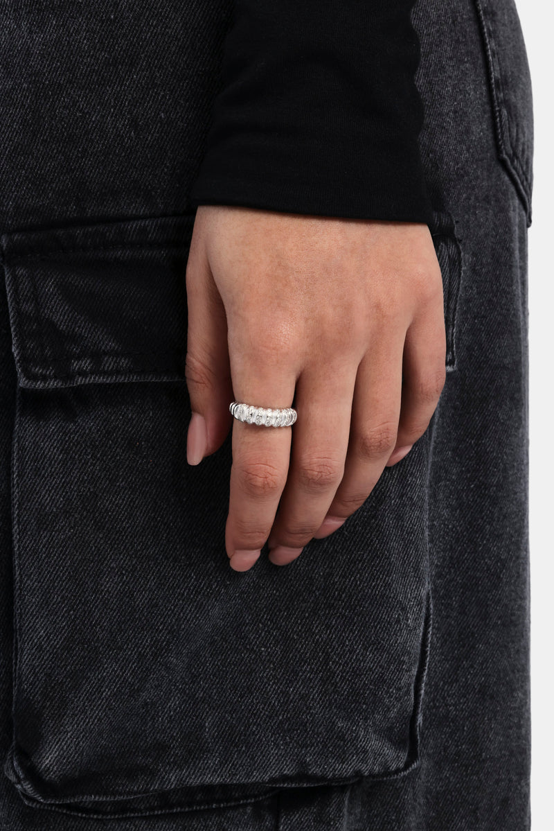 925 6mm CZ &amp; Polierter Kuppelring