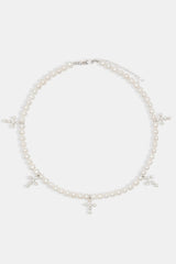 925 6mm Freshwater Pearl Cross Necklace