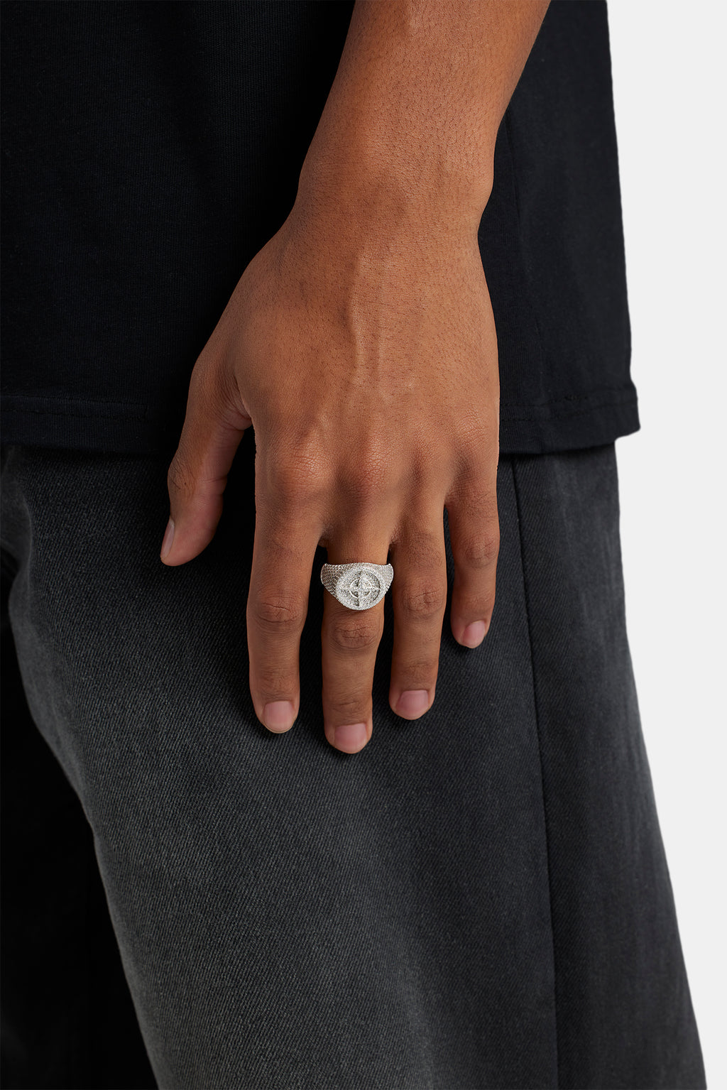 925 Iced Compass Signet Ring | Mens Rings | Shop Signet Rings at ...