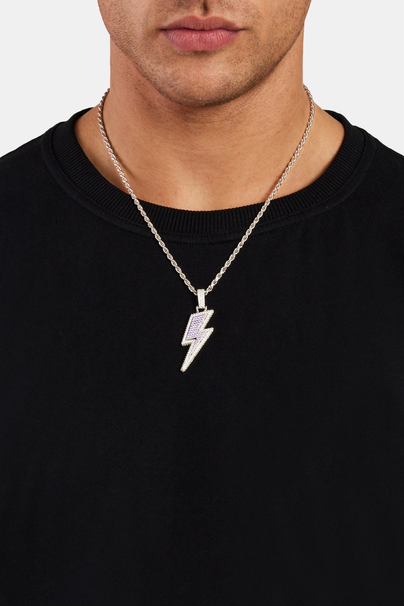 925 Lightning Bolt Pendant - White