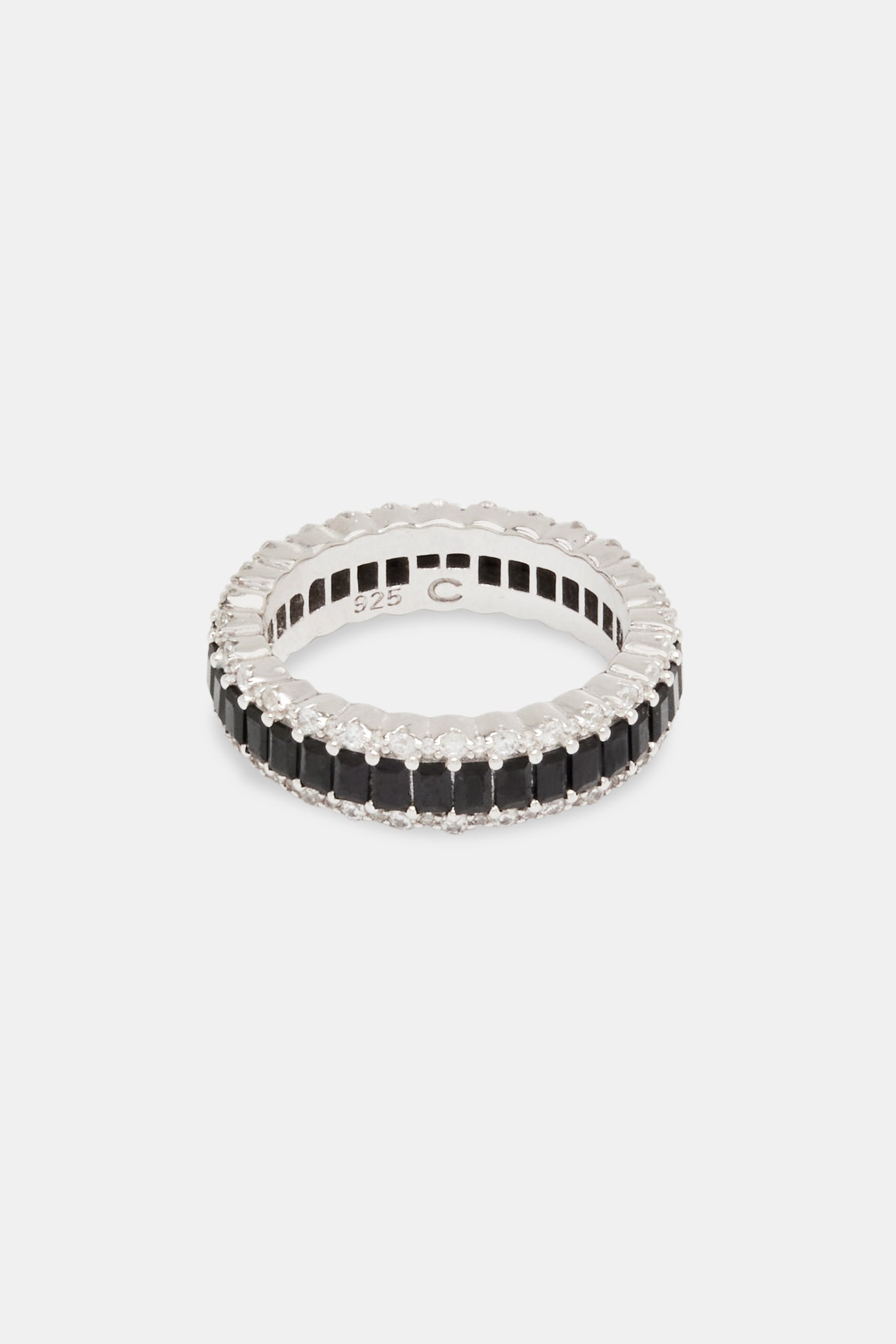 925 Black CZ Baguette Band Ring