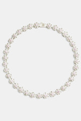 9 mm Iced CZ Clear Flower Tennis Choker 