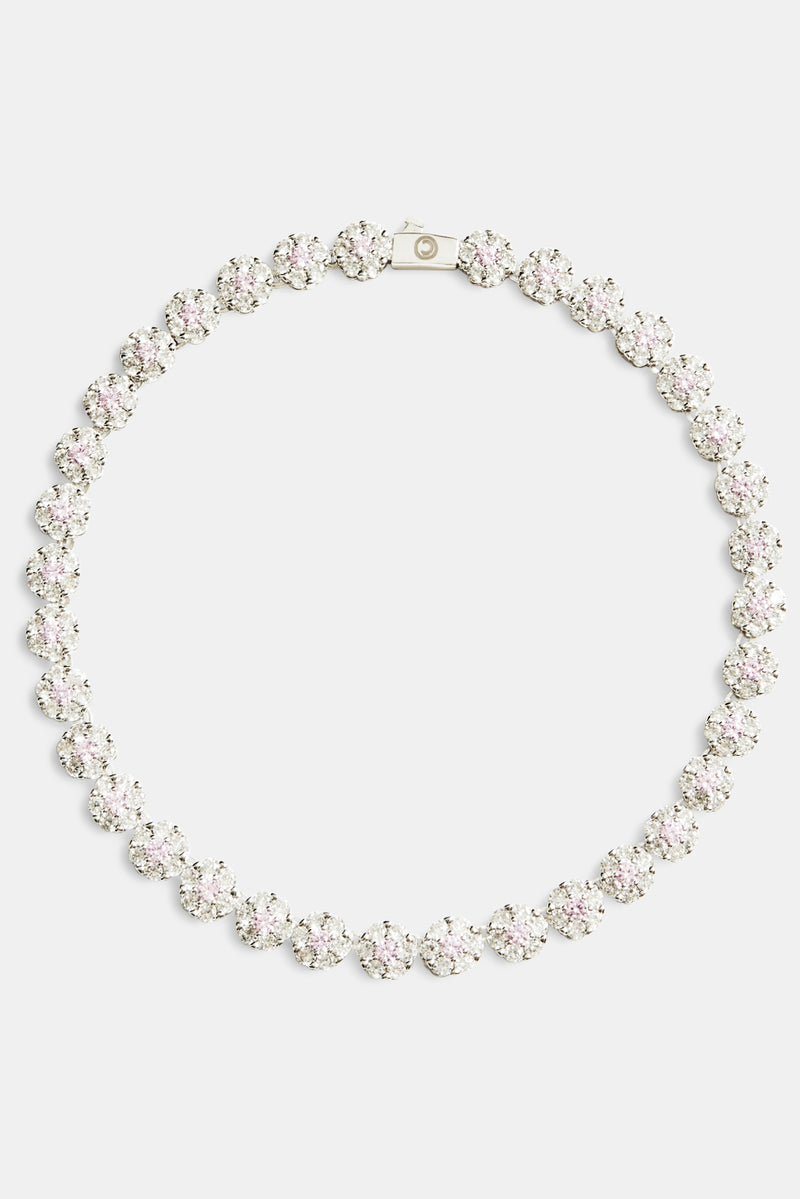 9 mm Iced CZ Clear Flower Tennis Choker 