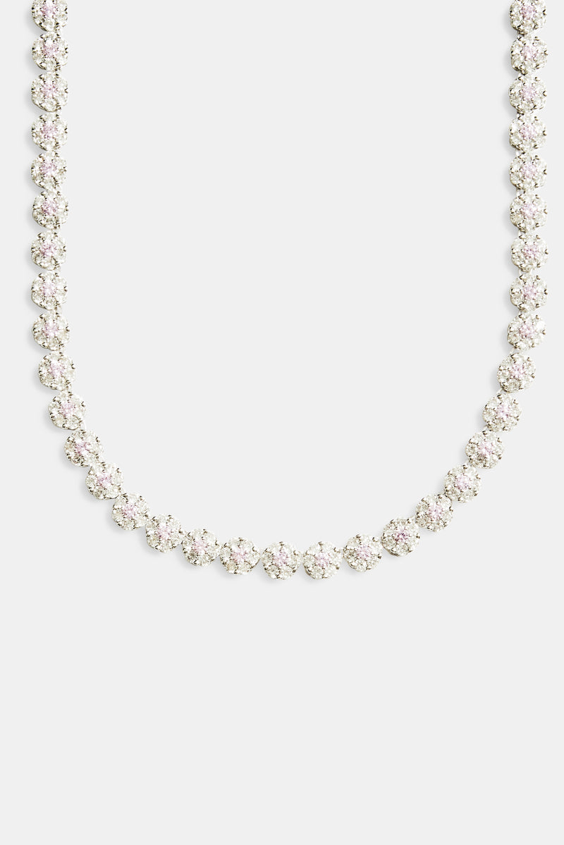 9 mm Iced CZ Clear Flower Tennis Choker 