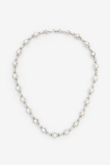 9mm Iced & Freshwater Pearl Chain - White Gold
