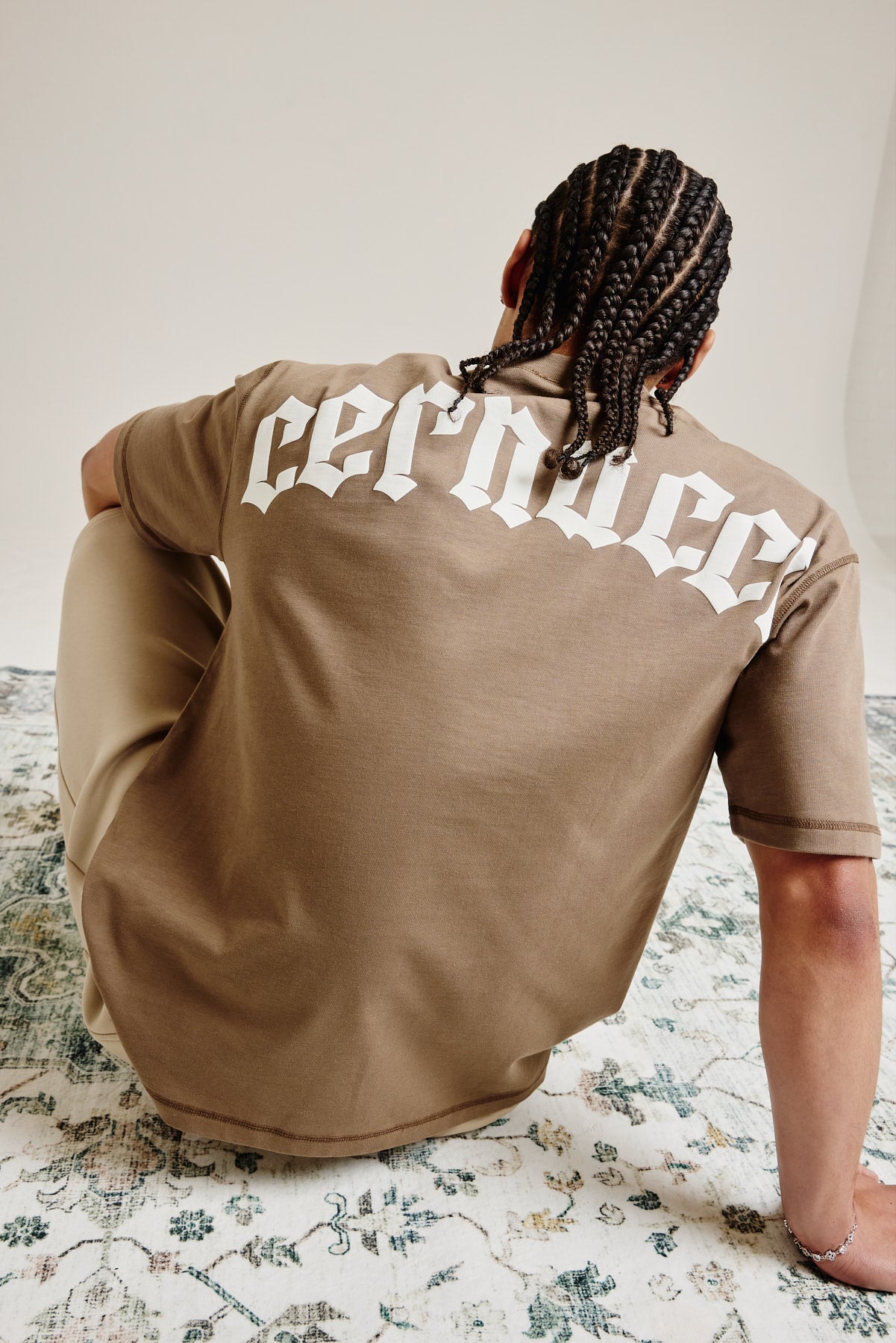 Gothic Print T-Shirt - Taupe