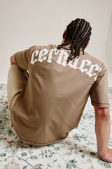 Gothic Print T-Shirt - Taupe