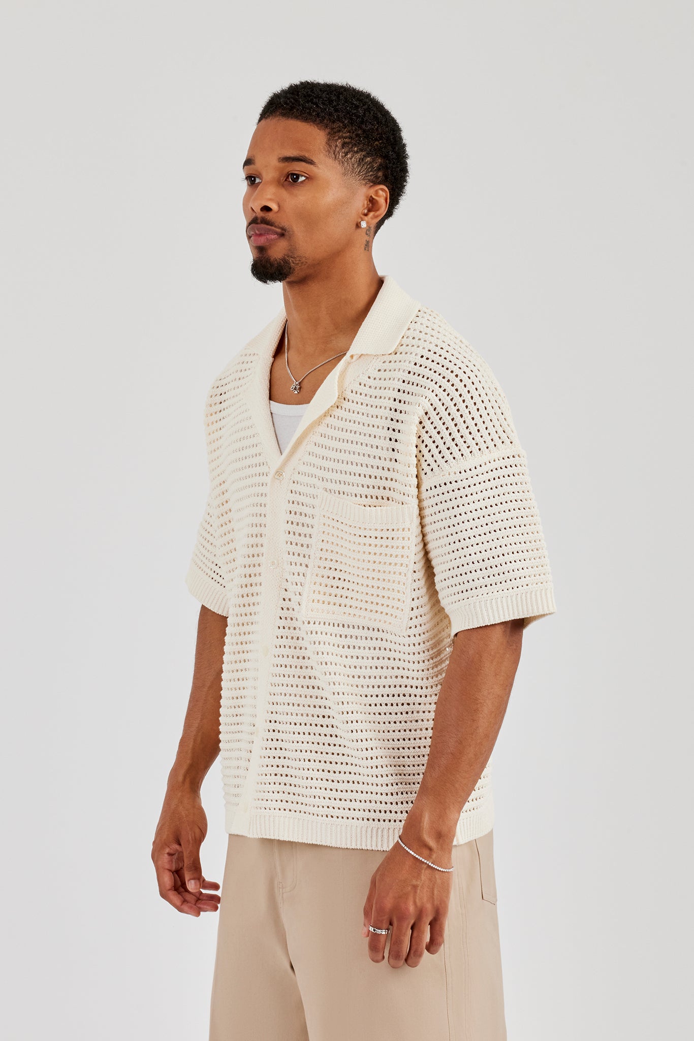 Crochet Knit Shirt - Off White