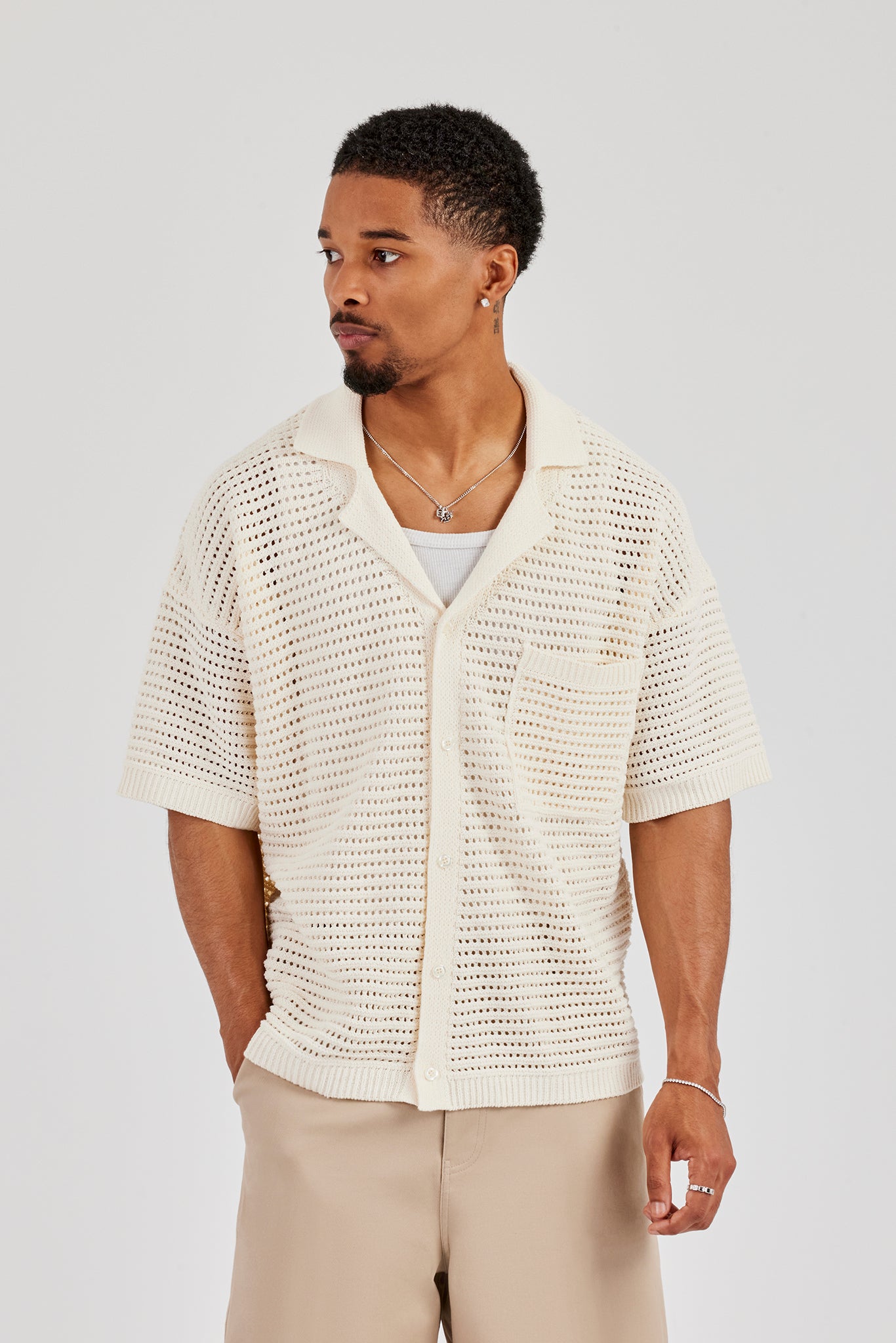 Crochet Knit Shirt - Off White