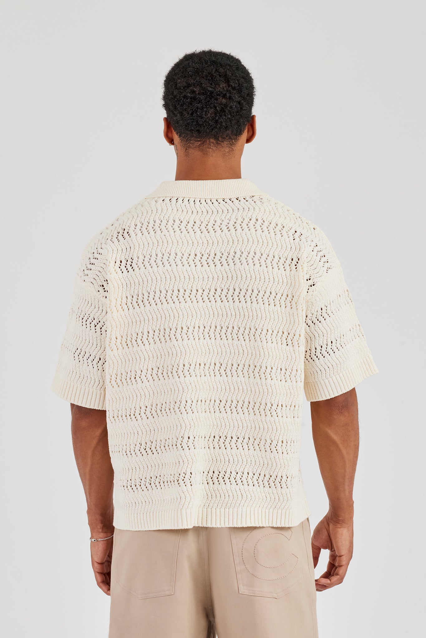 Knitted Boxy Polo - Ecru