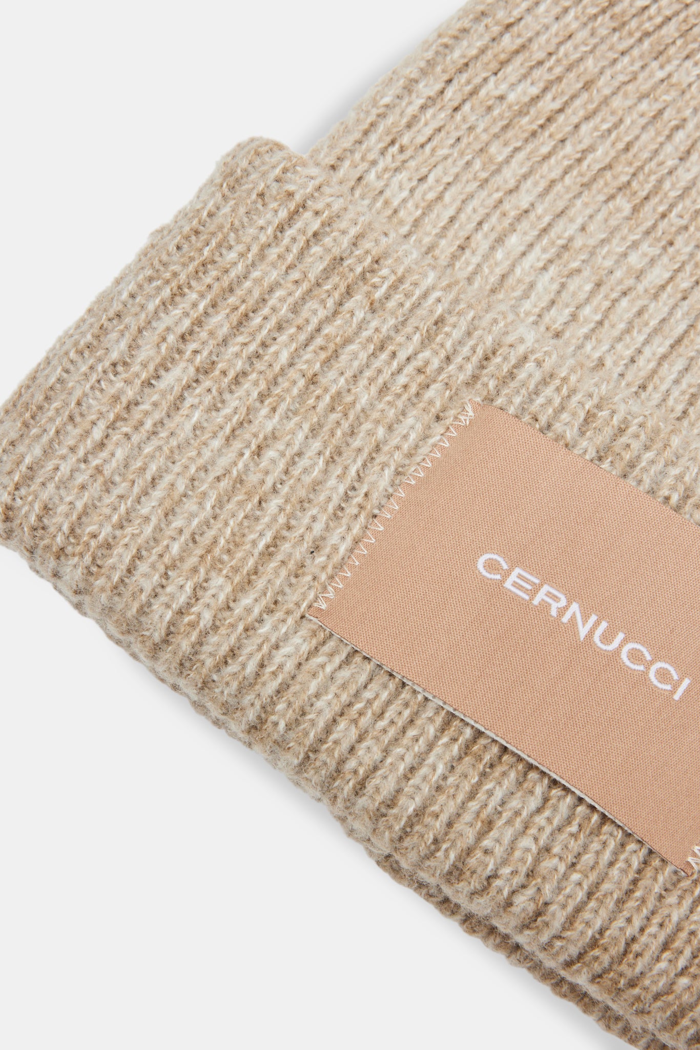 Cernucci Woven Label Beanie - Beige | Womens Accessories | Shop
