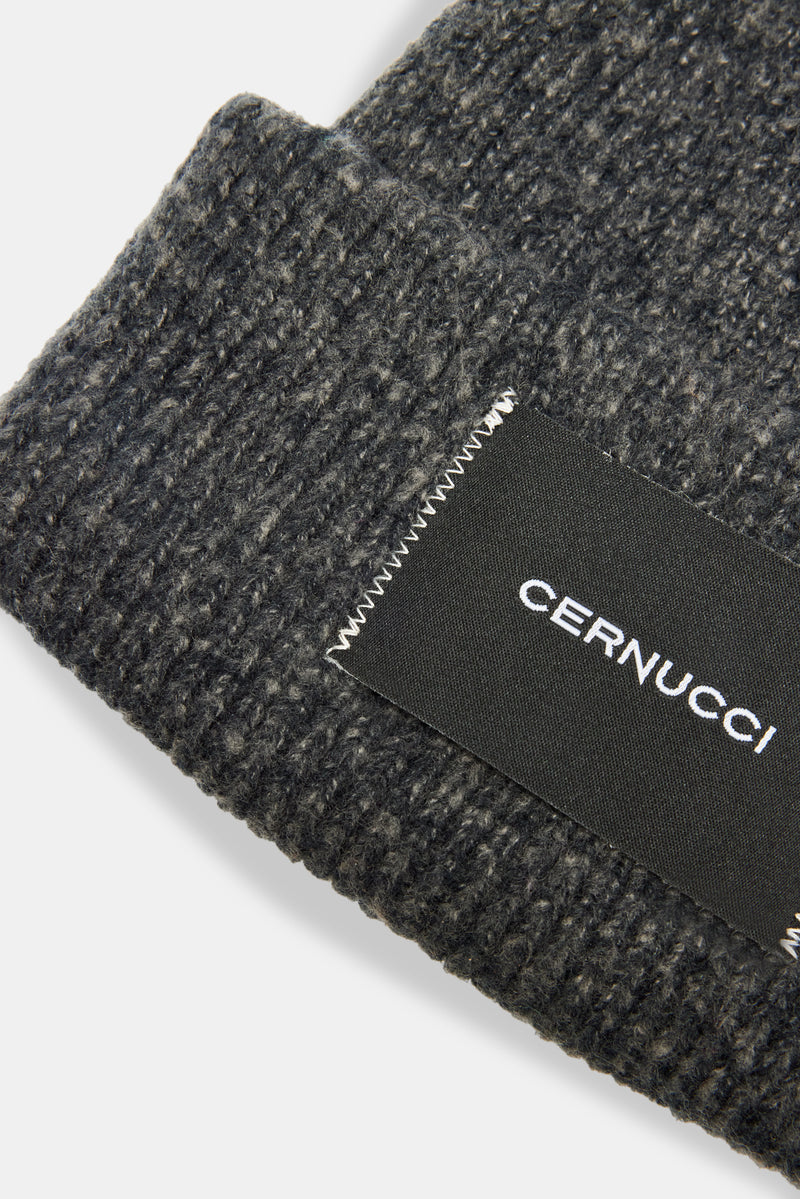 Cernucci Woven Label Beanie - Black