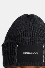 Cernucci Woven Label Beanie - Black