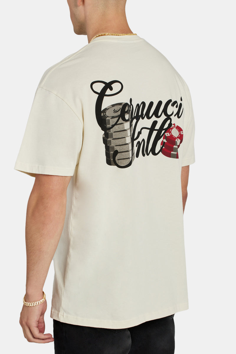 Poker Chip Print T-Shirt - Ecru