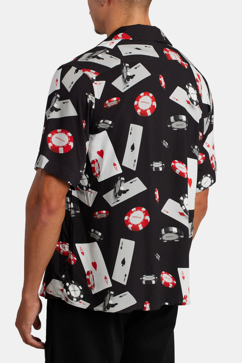 Poker Chip Print Shirt - Black