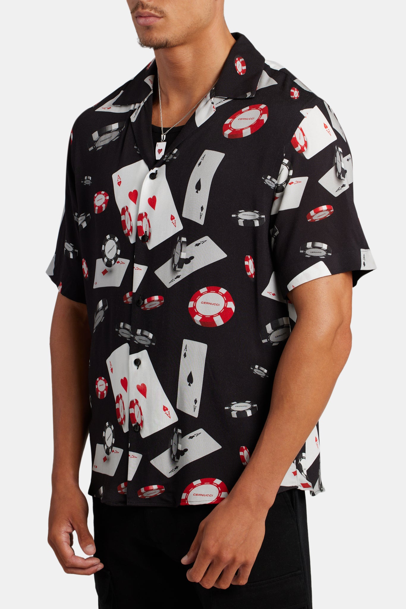 Hemd mit Pokerchip-Print - Schwarz