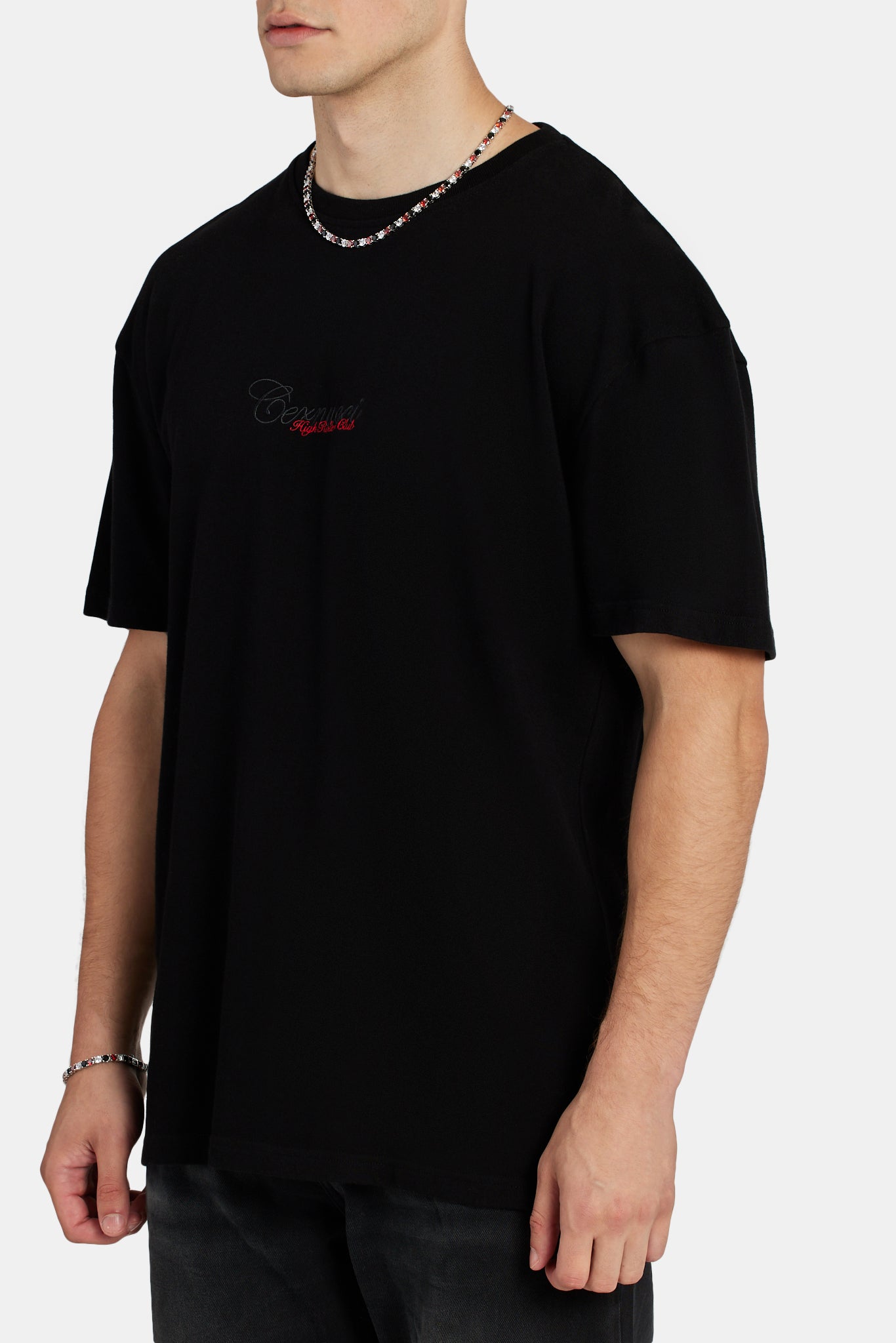 T-Shirt mit Spielkarten-Print - Schwarz