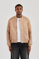Suede Fur Lined Bomber - Tan