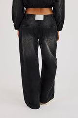 Womens Low Rise Baggy Jean - Washed Black