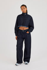 Super Crop Funnel Neck Denim Jacket & Jean - Indigo