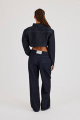 Super Crop Shoulder Pad Denim Jacket & Jean - Indigo