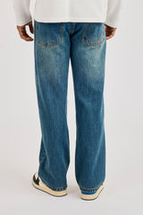 Mens Relaxed Jean & 10mm Cernucci Motif Jean Chain - Antique Wash