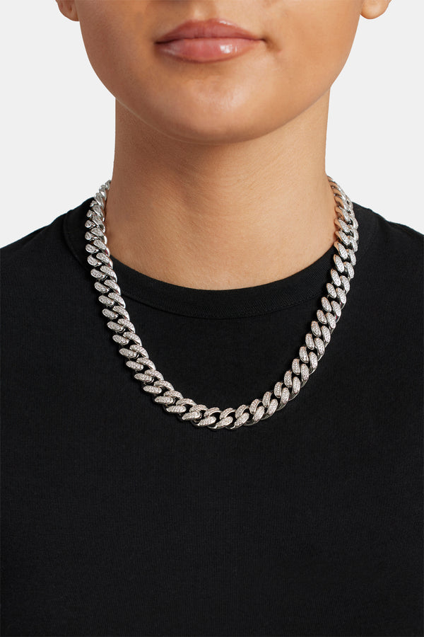 Womens 12mm Iced Out Cuban Chain