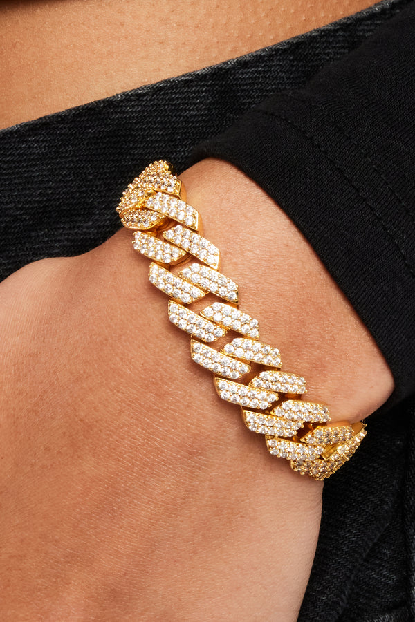 Womens 14mm Diamond Prong Link Bracelet