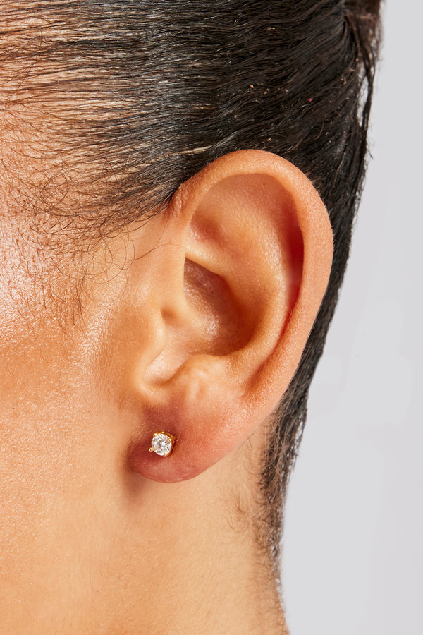4 mm Moissanit-Vermeil-Ohrstecker - Gold