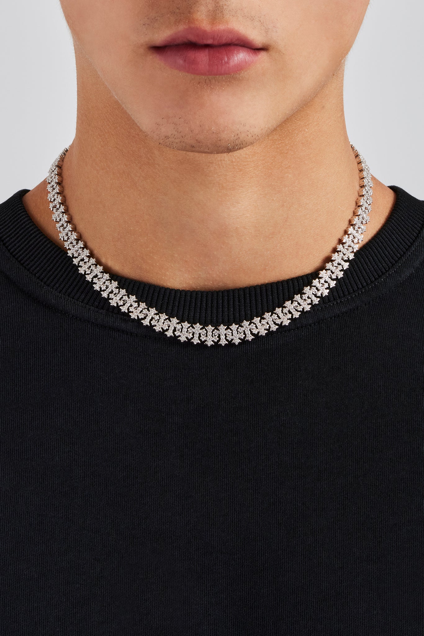 10mm Iced Alternating Cross Chain - White | Mens Chains | Shop Cuban ...