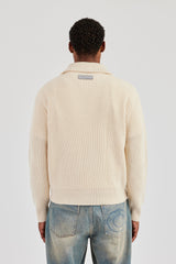 Knitted Funnel Neck Jumper - Off White