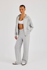 Gestrickter Reißverschluss und Jogginghose mit kontrastierender Spitze – Grau