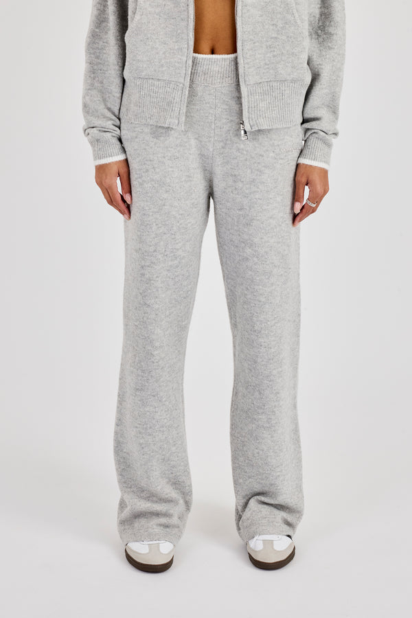 Knitted Jogger With Contrast Tipping - Grey