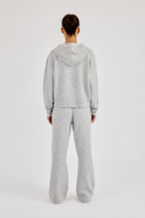 Gestrickter Reißverschluss und Jogginghose mit kontrastierender Spitze – Grau