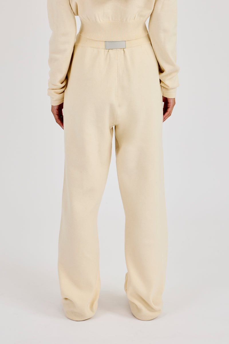 Strukturierter Strick-Jogger - Creme