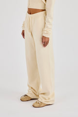 Strukturierter Strick-Jogger - Creme