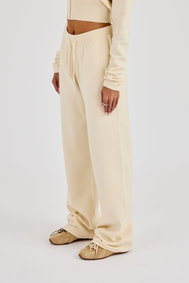 Strukturierter Strick-Jogger - Creme
