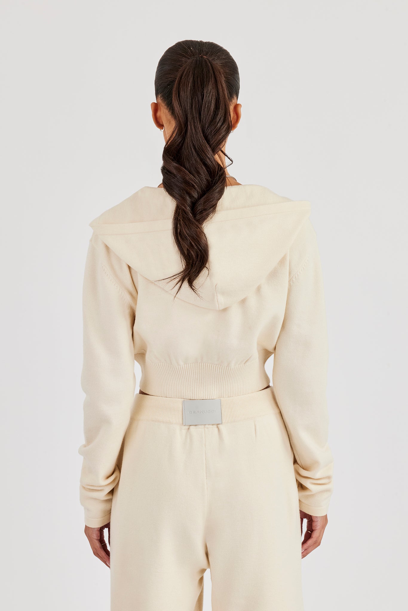 Cropped Knit Zip Hoodie - Cream | Womens Knitwear | Shop Knitwear