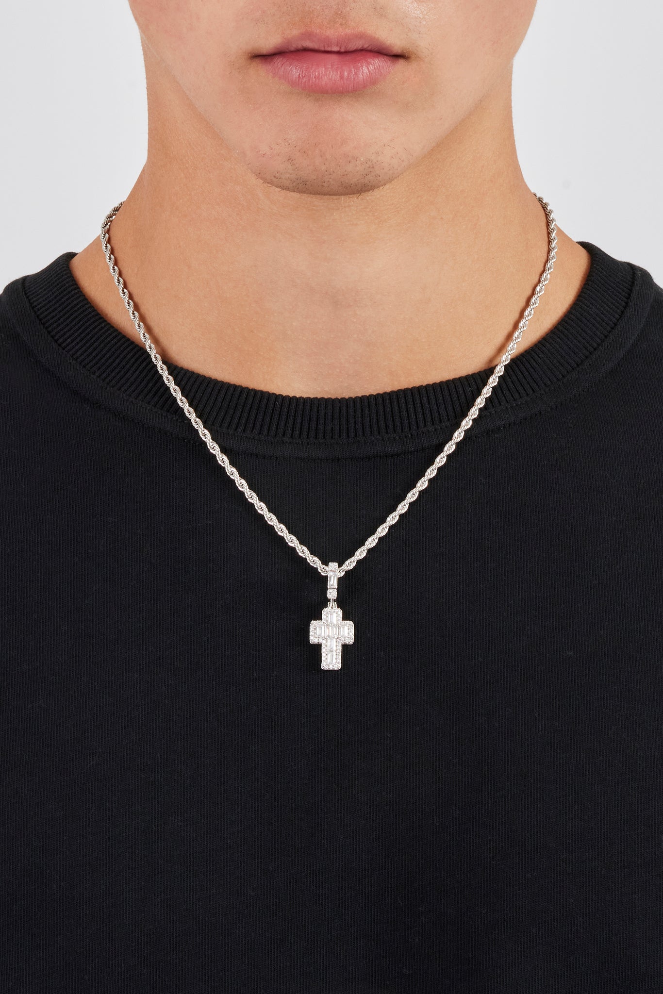 Baguette Centre Cross Pendant - 25mm