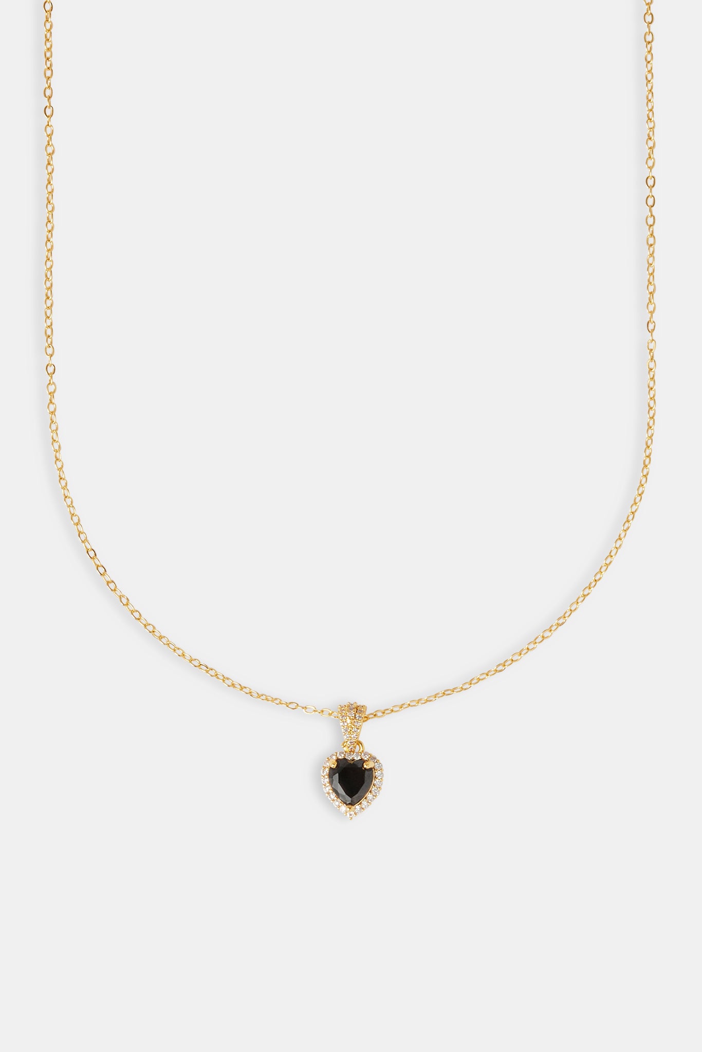 Black Heart Bezel Necklace - Gold - 10mm