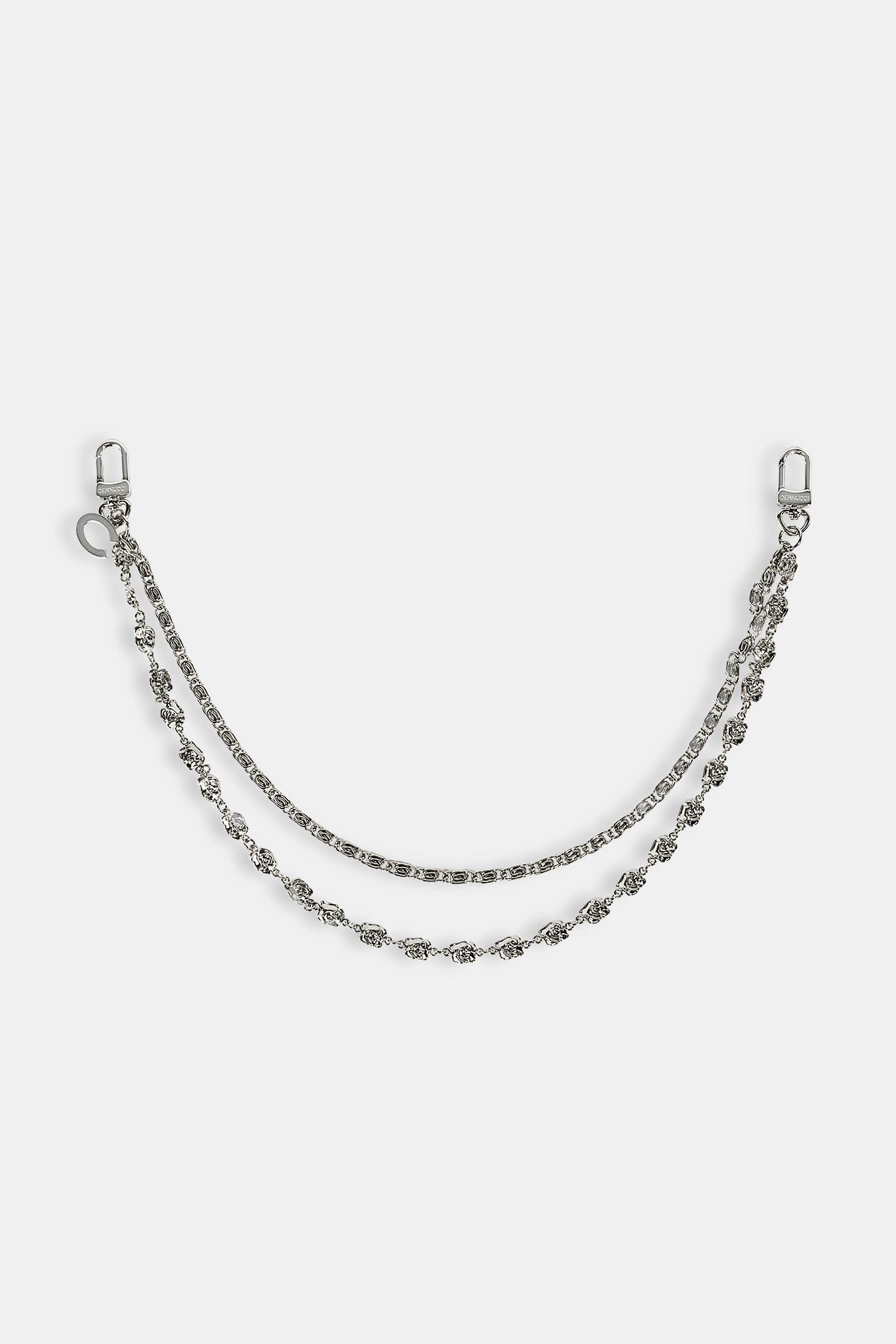 C Branded Double Layer Rose Motif Jean Chain - 10mm - White