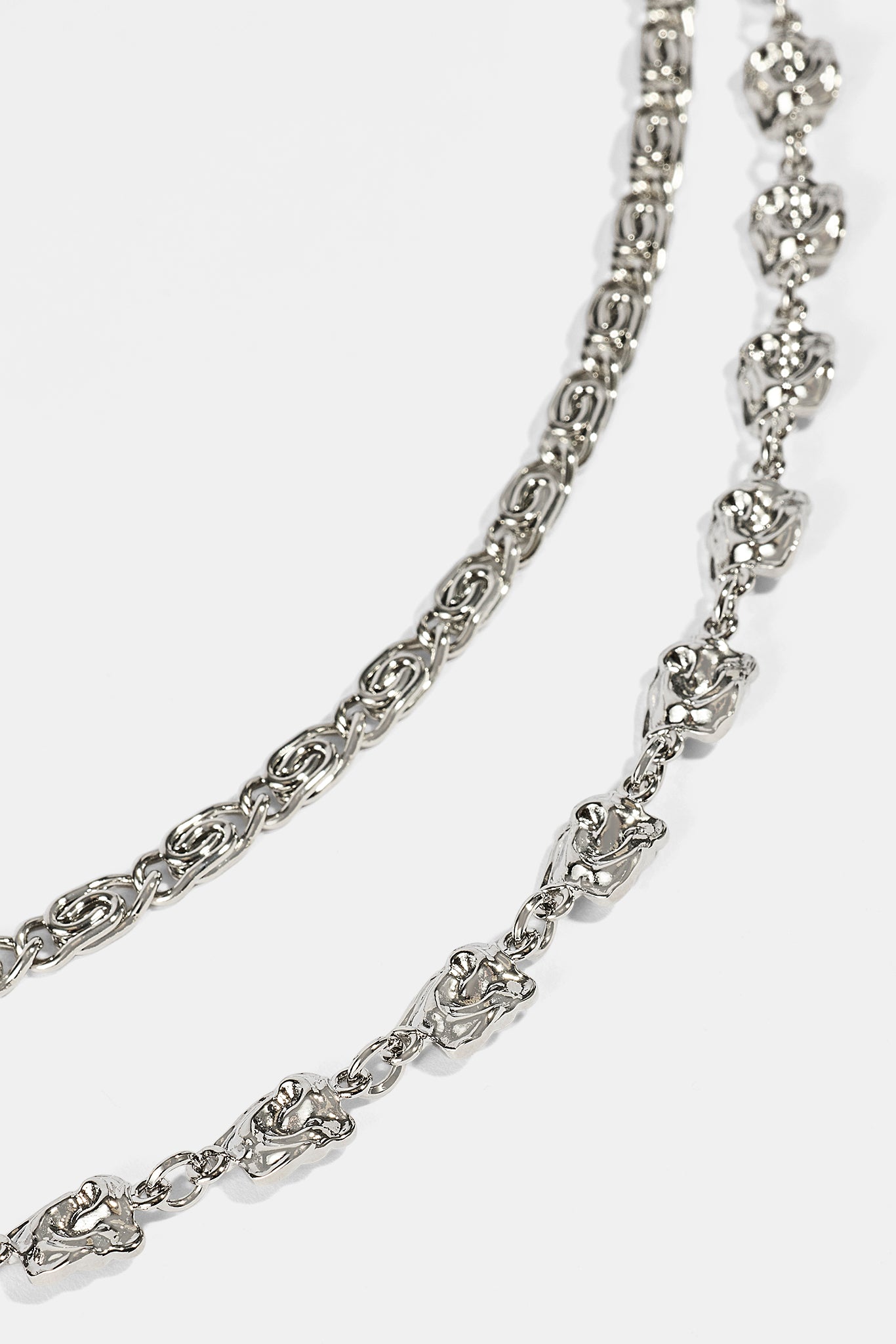 Denim Baggy Jort & 10mm C Branded Double Layer Rose Motif Jean Chain - Antique Wash