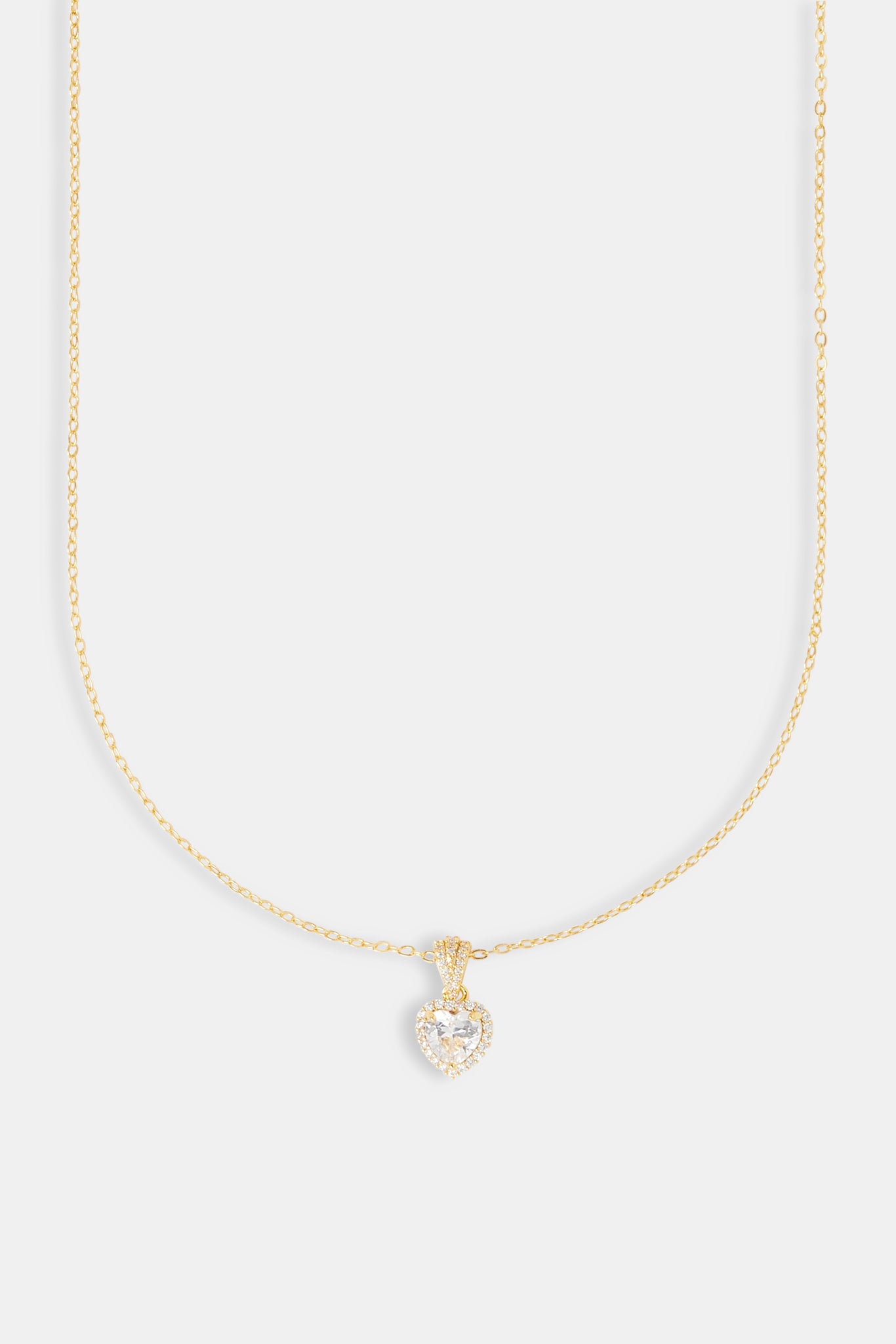 Clear Heart Bezel Necklace - Gold
