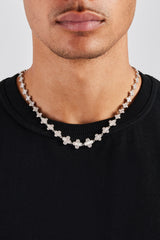 10 mm Baguette-Kette mit Eis-Farbverlaufsmotiv – Weiß
