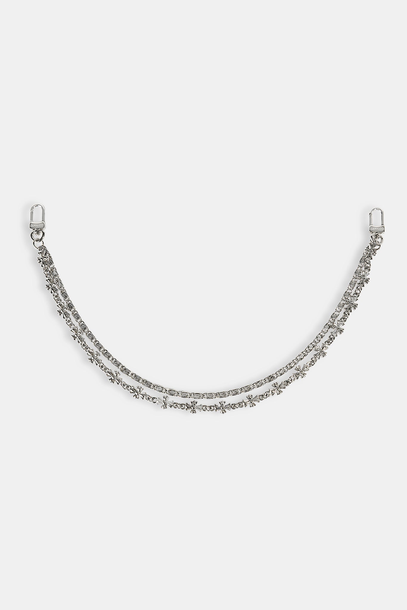Polished Double Layer Cross Motif Jean Chain - 10mm - White