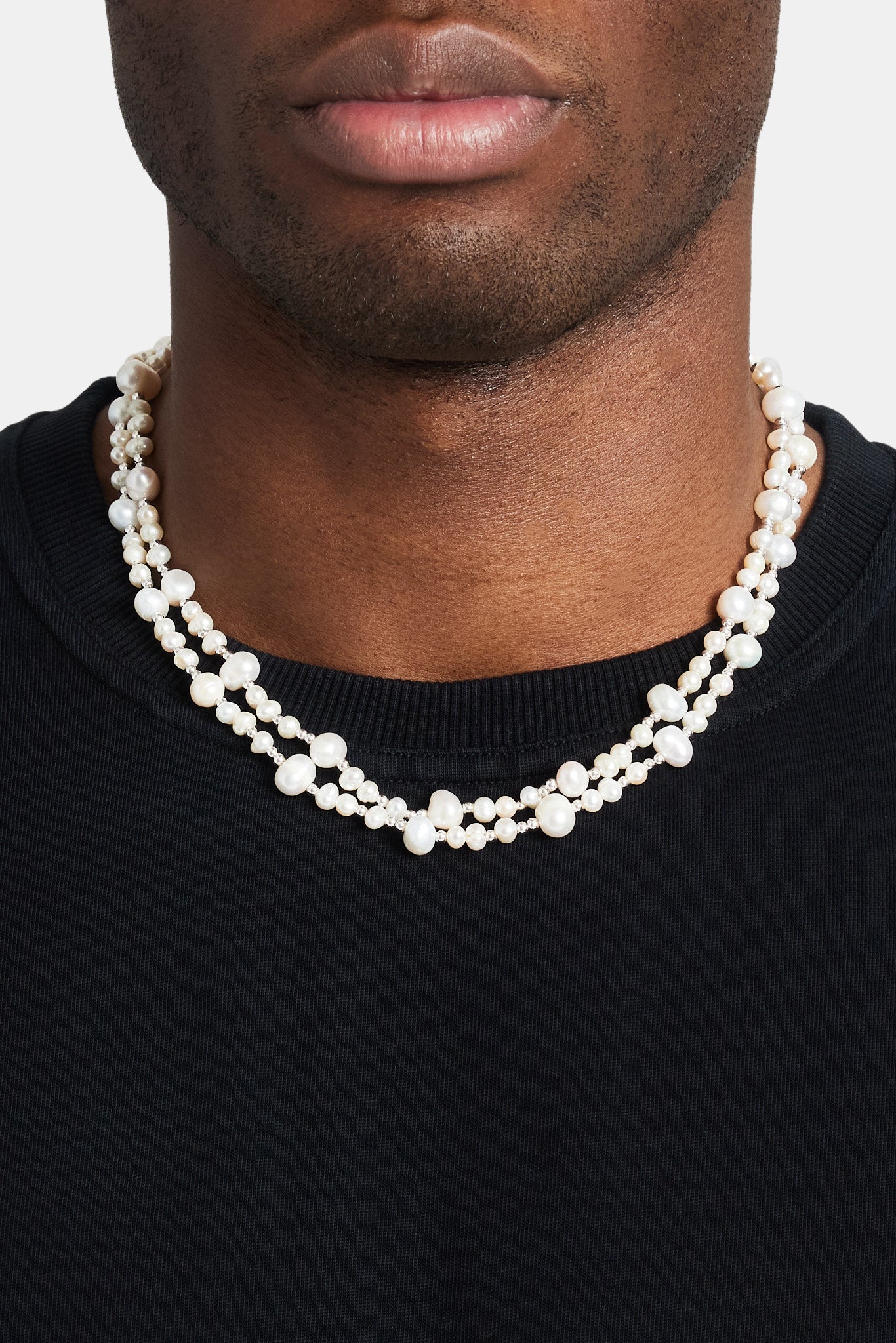 Süßwasserperlen Doppellagige Halskette - Weiß