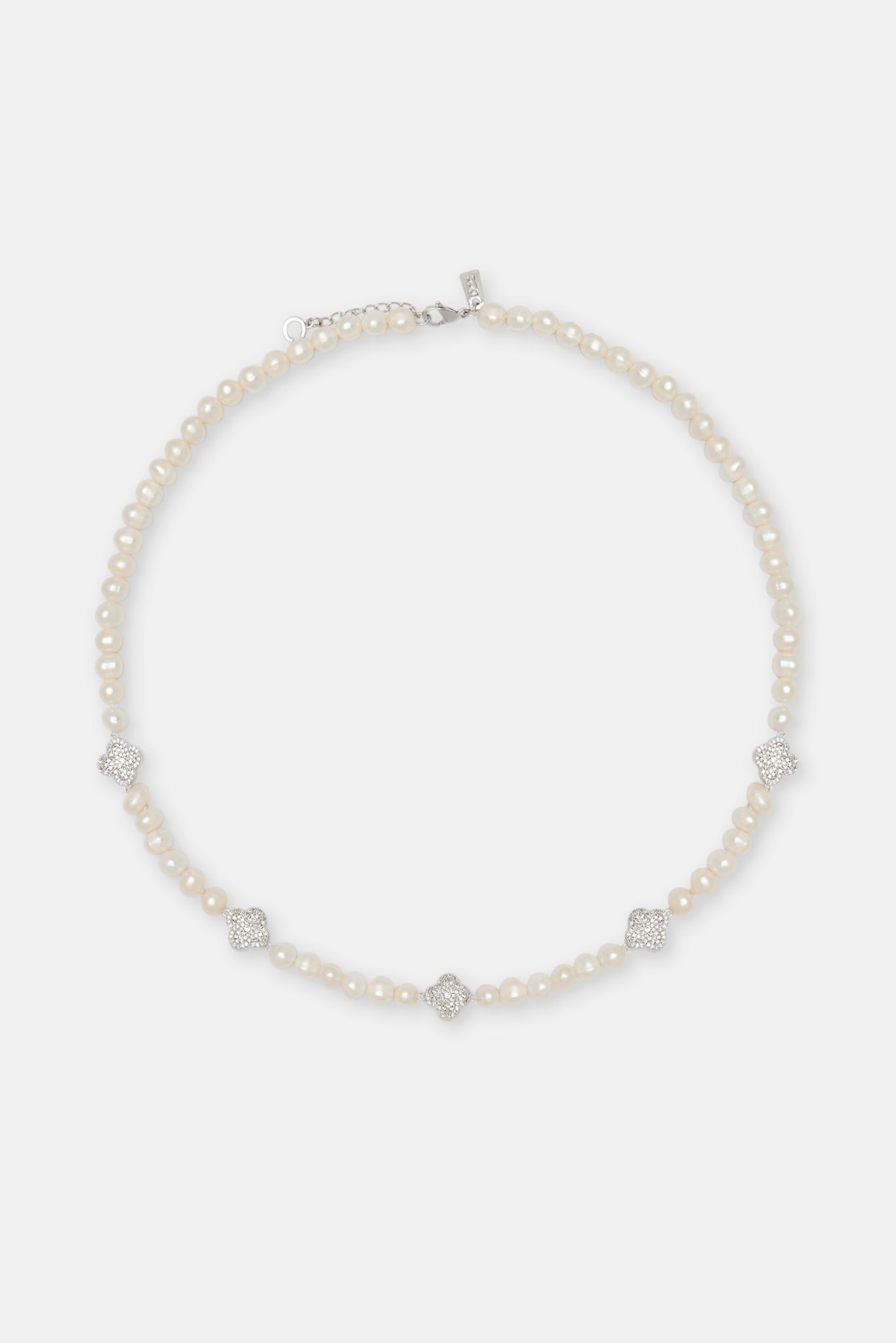Freshwater Pearl Iced Motif Necklace - 6mm