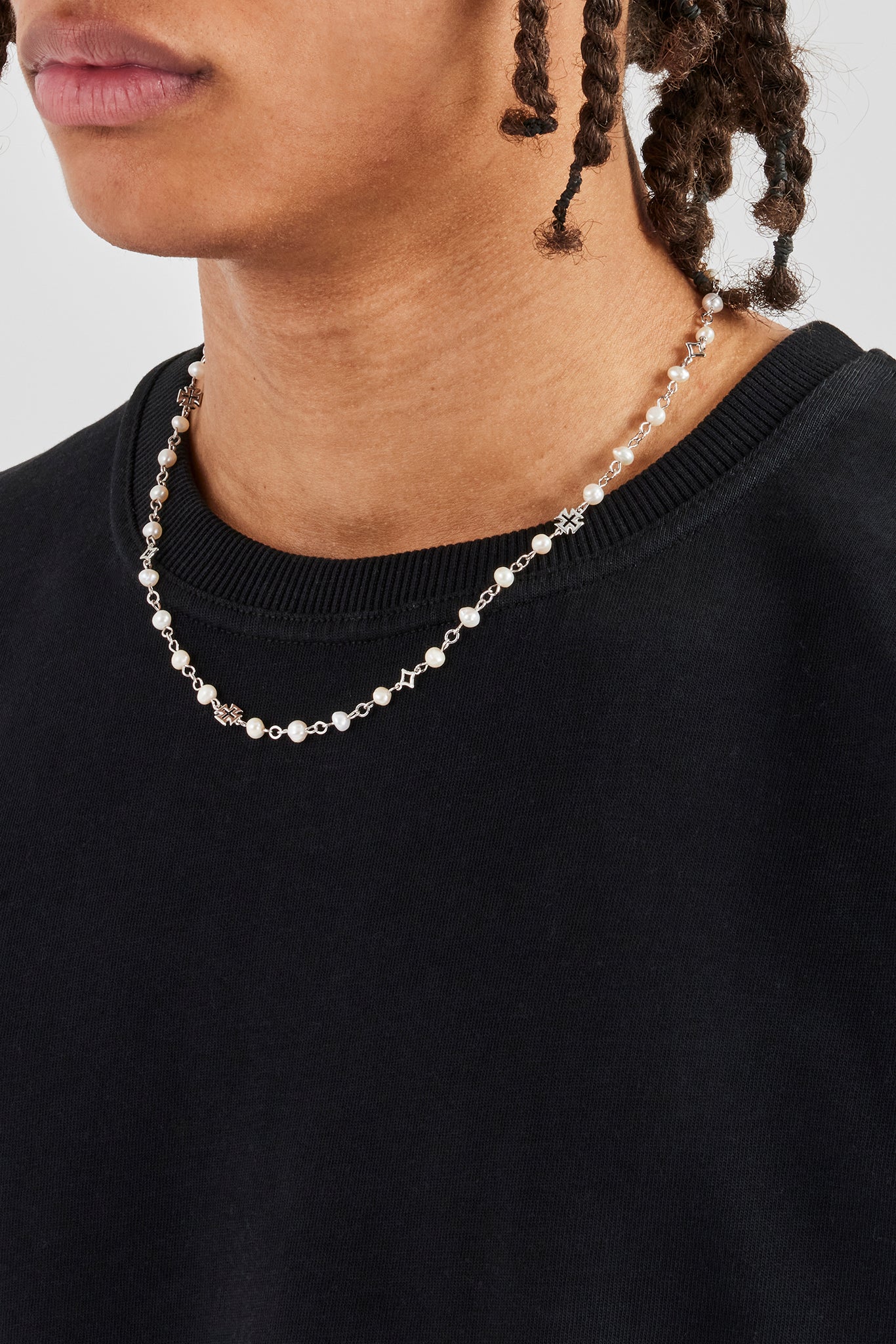 Freshwater Pearl Motif Outline Necklace - 4mm