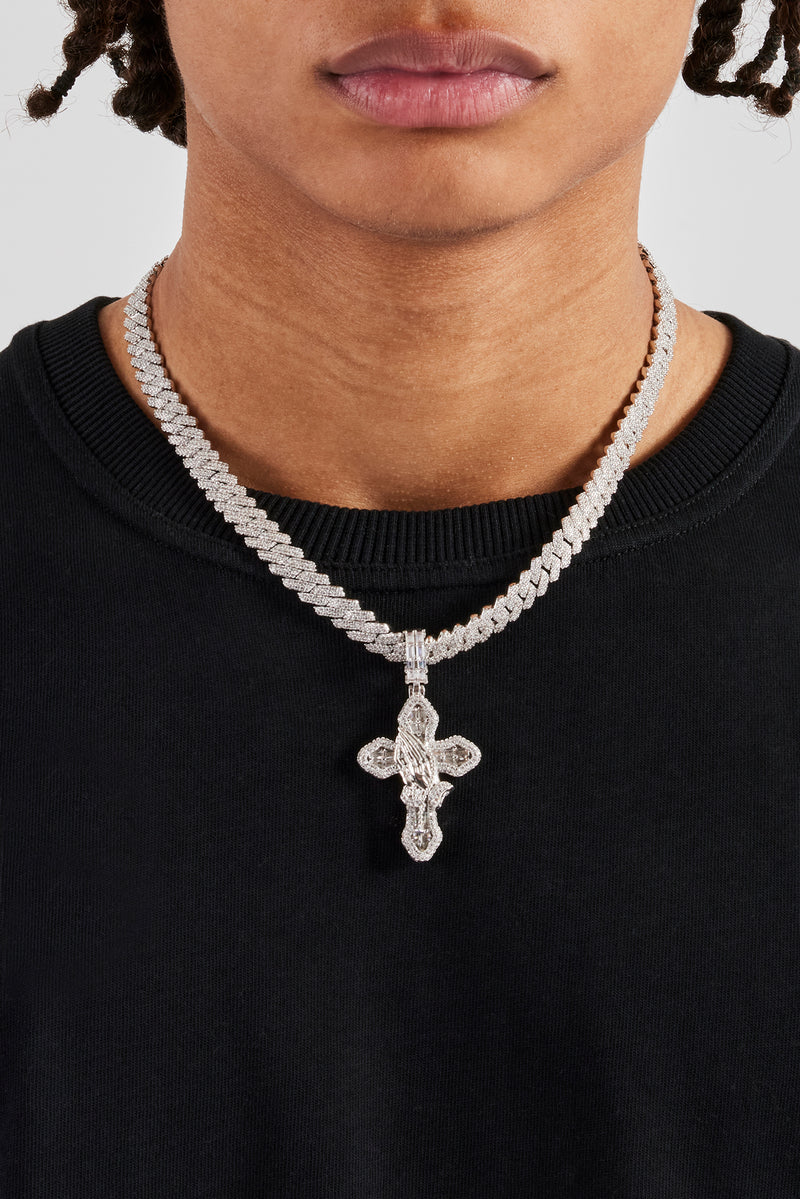 Iced Prayer Hand Cross Pendant Mens Pendants Shop Motif